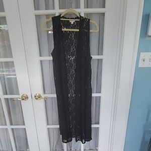 LuLaRoe Joy black lace duster vest